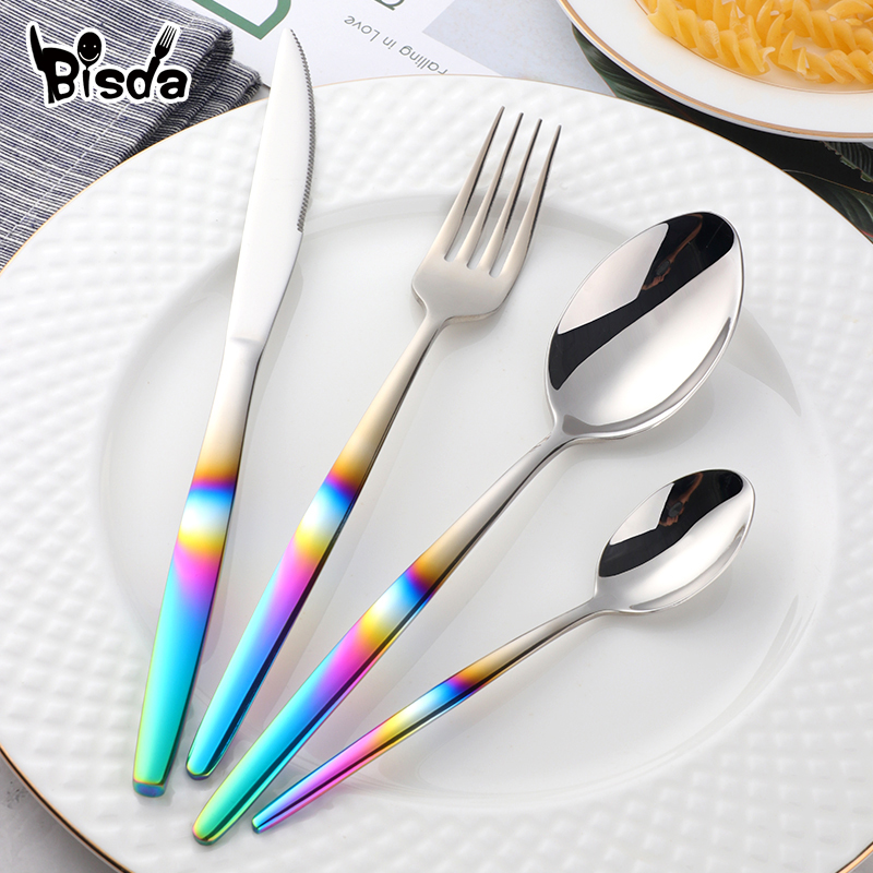Gold Plated Cutlery - Rainbow Flatware Set Gold Cutlery Sets