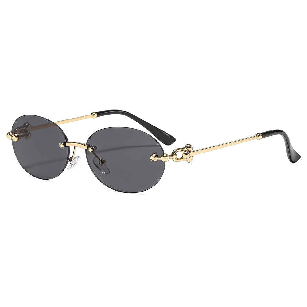 Luxury Zone - New Metal Frameless Oval Woman Sunglasses