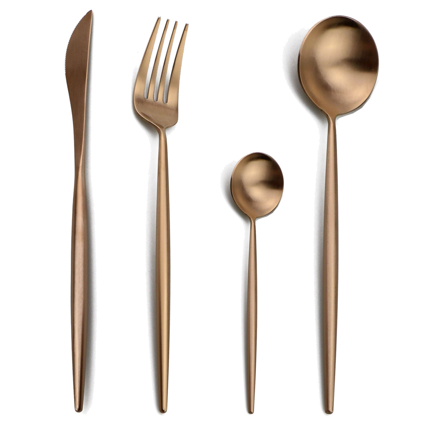 Gold Plated Cutlery - 24-Pcs Rose Gold Cutlery Set Wedding