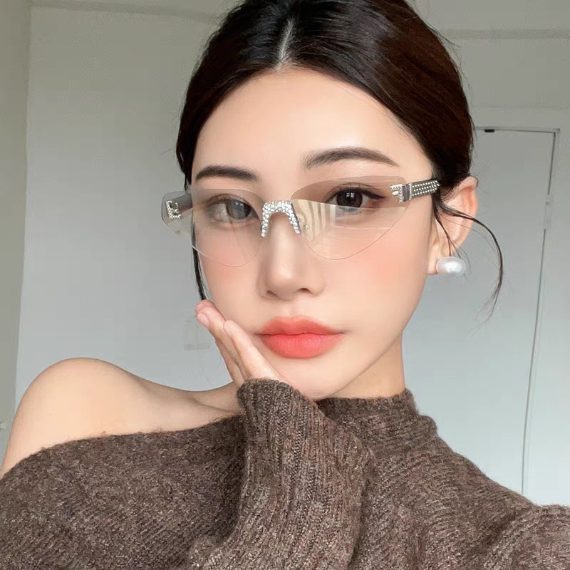 Luxury Zone - Women's Sexy Cat Eye Rimless Rhinestone