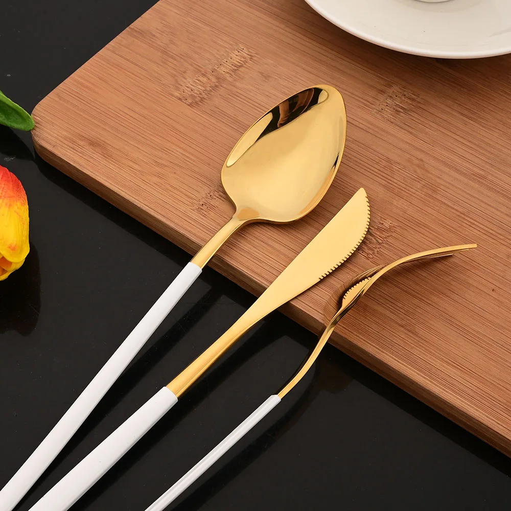 5Pcs White Gold Cutlery Set St - Gold Plated Cutlery review and price