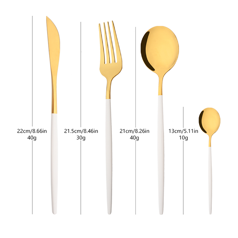 16/24/32/48Pcs White Gold Tabl - Gold Plated Cutlery review and price