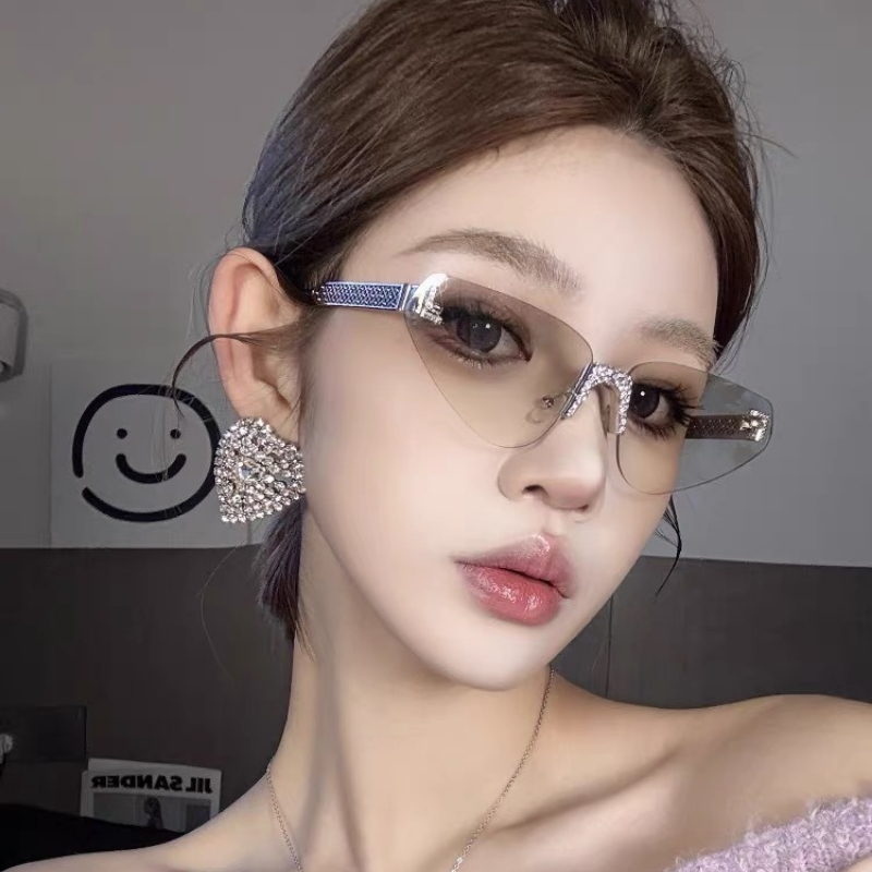 Women's Sexy Cat Eye Rimless R - Luxury Zone review and price