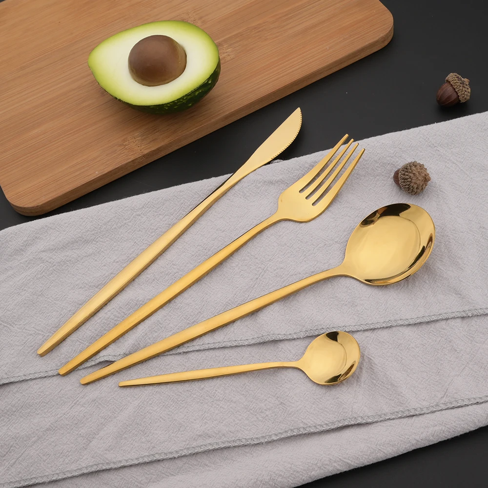 16Pcs Green Gold Dinnerware St - Gold Plated Cutlery review and price
