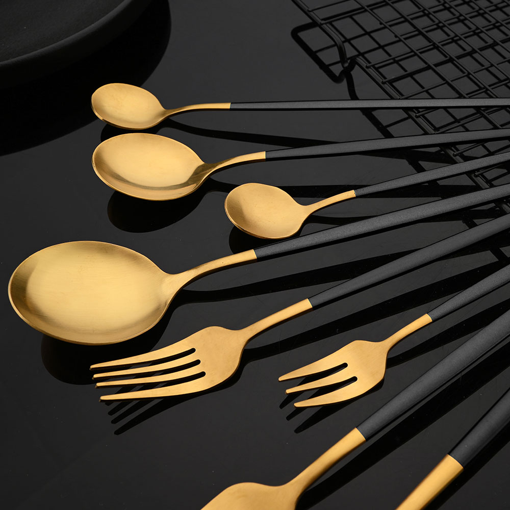 Tableware Stainless Steel Blac - Gold Plated Cutlery review and price
