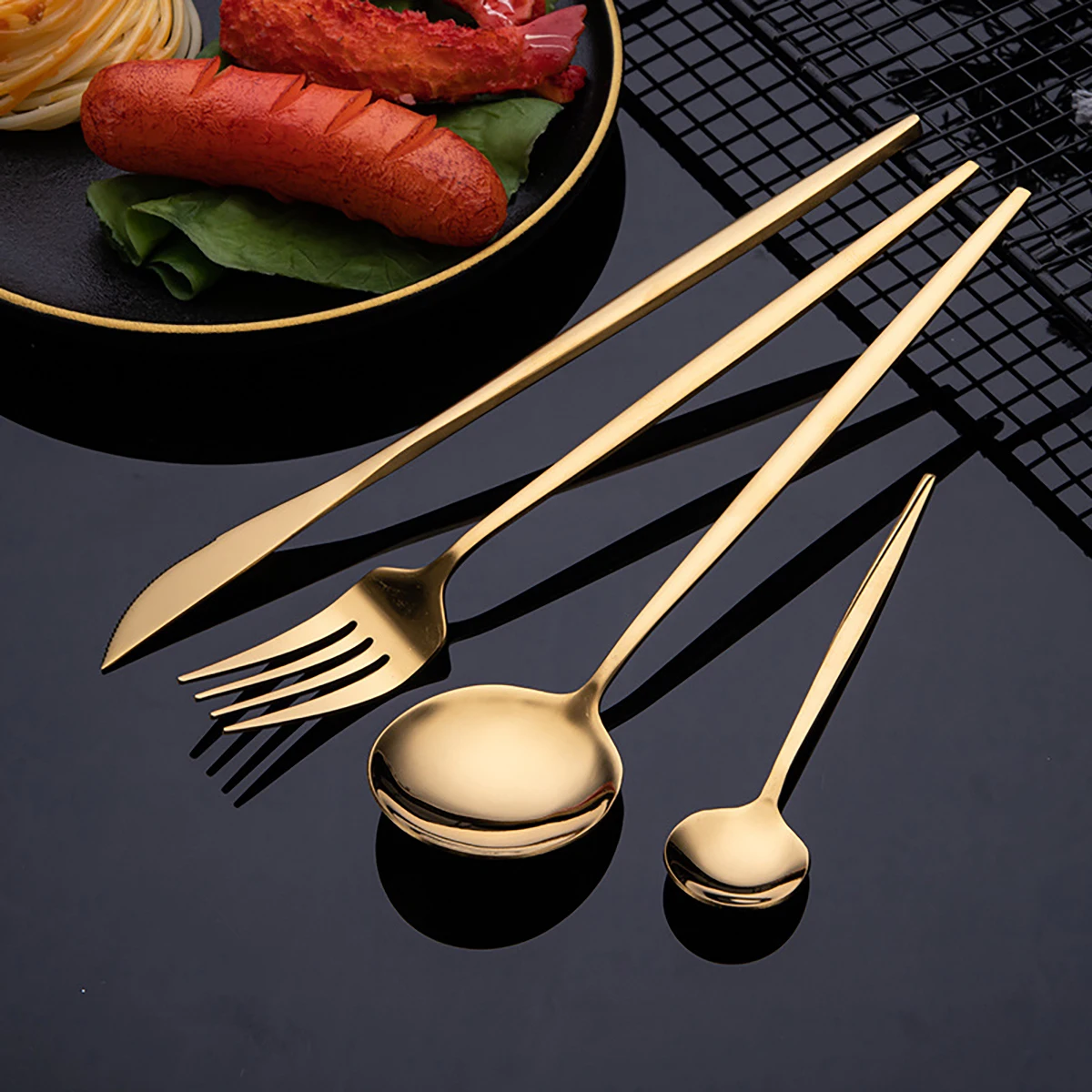 16Pcs Gold Dinnerware Stainles - Gold Plated Cutlery review and price
